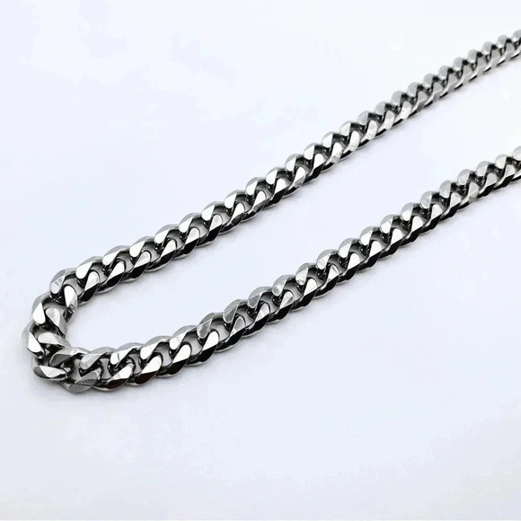 Cuban Link Dainty Silver Chain Layering Necklace - Picture 1 of 4